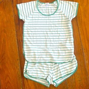 Lake Prima Cotton Pajamas Green Stripe Sz Small